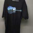Guitar Lake Shadow Love Guitar Musician T-Shirt (Small, Black)