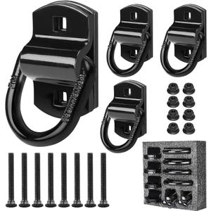 1/2" Heavy Duty Bolt-On Forged D Ring Tie-Down Anchors, 12000 lbs High Strength Capacity Trailers Trucks Bed Tie Downs Anchors for RV Trailer Truck Cargo Tie Downs, with Locking Bolts & Nuts