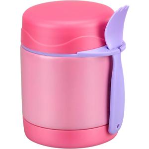 10oz Insulated Food Jar, Thermo for Hot Food Lunch Container, Stainless Steel Lunch Box for Kids with Spoon (Pink)