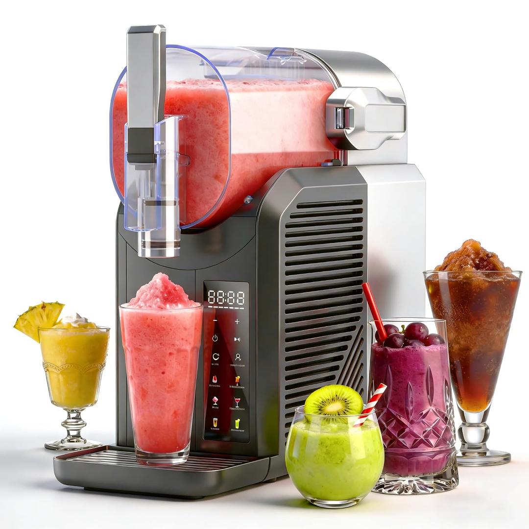Slushie Machine, 2L/68oz Slushy Machine for Home & Party, 6 Presets Frozen Drink Maker with SelfCleaning & LED Display, No Ice Needed, Ideal for Margaritas, Frapps, Milkshakes (EXP 12/31/36)