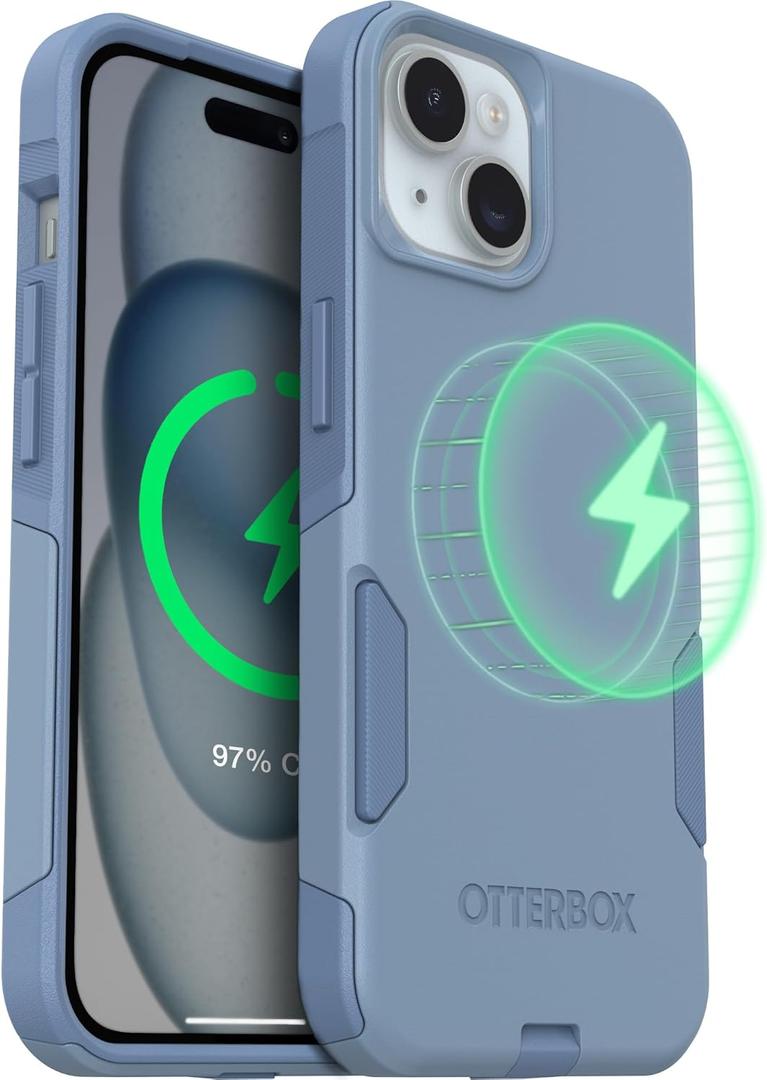 OtterBox iPhone 16e, iPhone 15, iPhone 14, and iPhone 13 Commuter Series Case - MagSafe Edition - Blue, Slim & Tough, Pocket-Friendly, with Port Protection - Crisp Denim