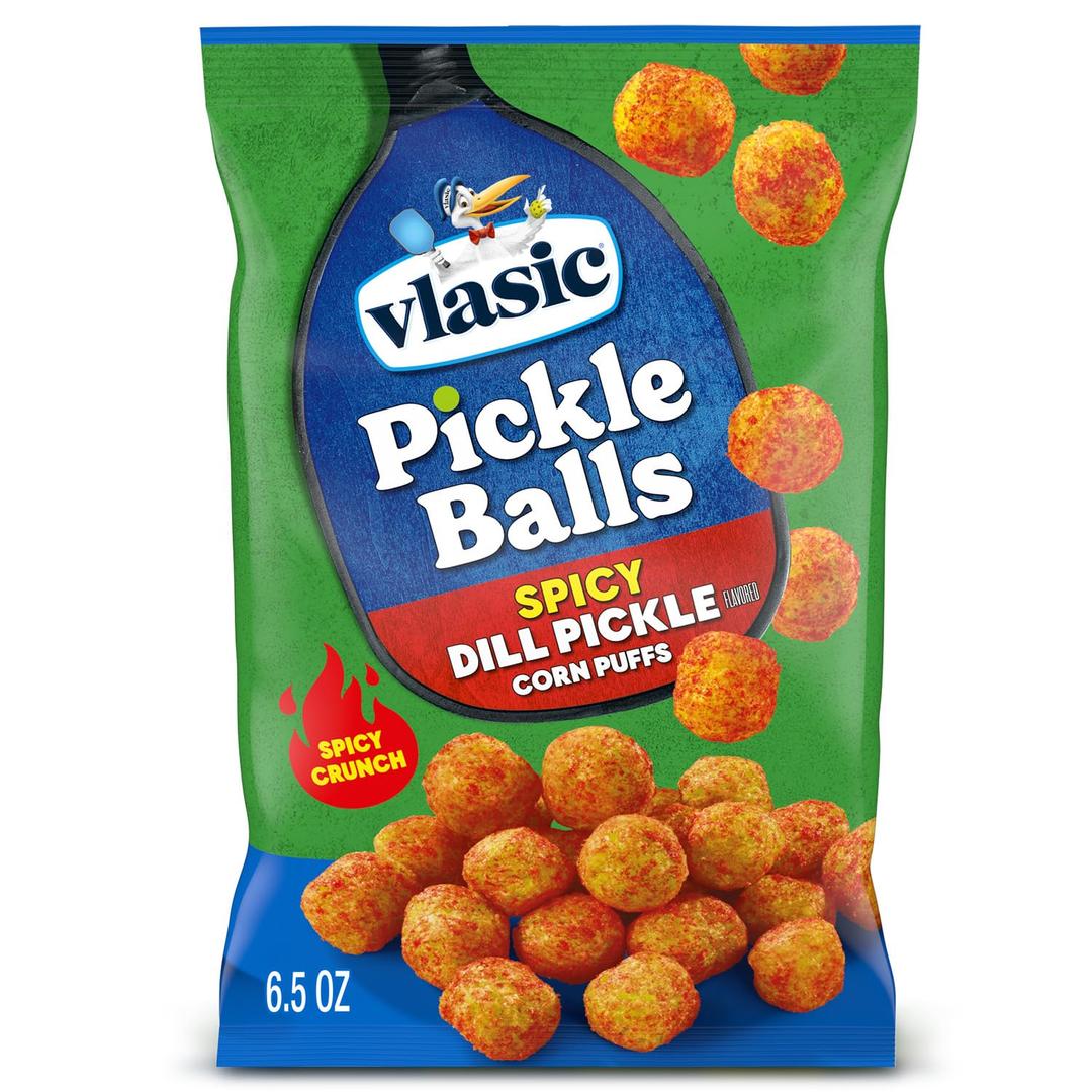 Vlasic Pickle Balls, Spicy Dill Pickle Corn Puffs, 6.5 oz. (12-pk)
Vlasic Dill Pickle flavored corn puffs; gluten-free; perfect for lunchboxes & game day; a fun gift for pickle lovers