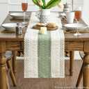 Artoid Mode Light Green Farmhouse Rustic Table Runner, Seasonal Holiday Hollow Kitchen Dining Table Decoration for Home Party Decor 12x72 Inch