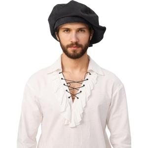 Renaissance Hat Men Medieval Beret Tudor Hat Ren Faire Muffin Cap Minstrel Costume Accessory