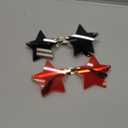 Star Rimless Sunglasses Women/Men Unique Pentagram Party glasses Prom Streetwear (Black+red)