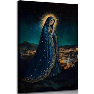 Tertiosh Virgin Mary Canvas Wall Art Our Lady of Guadalupe Prayer Painting Picture Wall Decor Catholic Print Religious Spirit Artwork for Living room bedroom home decoration 16x24in