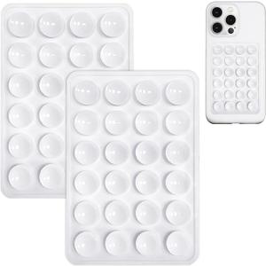 Anteel 2 Pack Silicone Suction Phone Case Mount, Non Slip Sticky Grip for Cellphone, Silicon Adhesive Suction Cup Mount, Strong Grip Holder for Selfies and Videos (White)