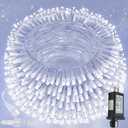 Connectable 200 LED String Lights Indoor Outdoor, 66FT Cool White Christmas Lights Waterproof, 13 Modes with Timer, Twinkle Fairy Lights Plug in Clear Wire for Christmas Tree, Bedroom, Classroom Decor