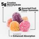 Force Factor Creatine Monohydrate Gummies, NSF Certified, 5g Dose for Men & Women to Support Muscle, Strength, Recovery, Cognitive Health & Memory, Assorted Fruit Flavors, 150 Gummies (EXP 06/01/27)
