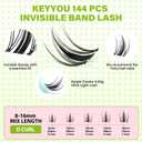 KEYYOU Fairy Lash Clusters 144Pcs D Curl Manga Lash Extension Eyelash Extension Wispy Natural Invisible Band Lash with Waterproof DIY Lash Extension at Home(Fairy-D-8-18MIX)