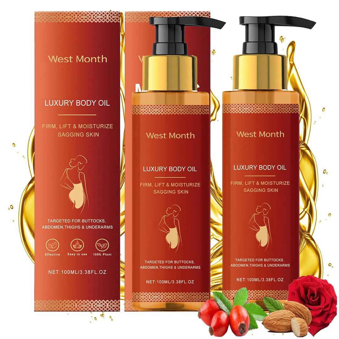 pewatul Body Firming Oil, Ultra Hydrating and Firming Skin for Women Full Body Use | Nourishes Skin, Reduces Fine Lines, Improves Elasticity,100ML (Rose) 2pcs