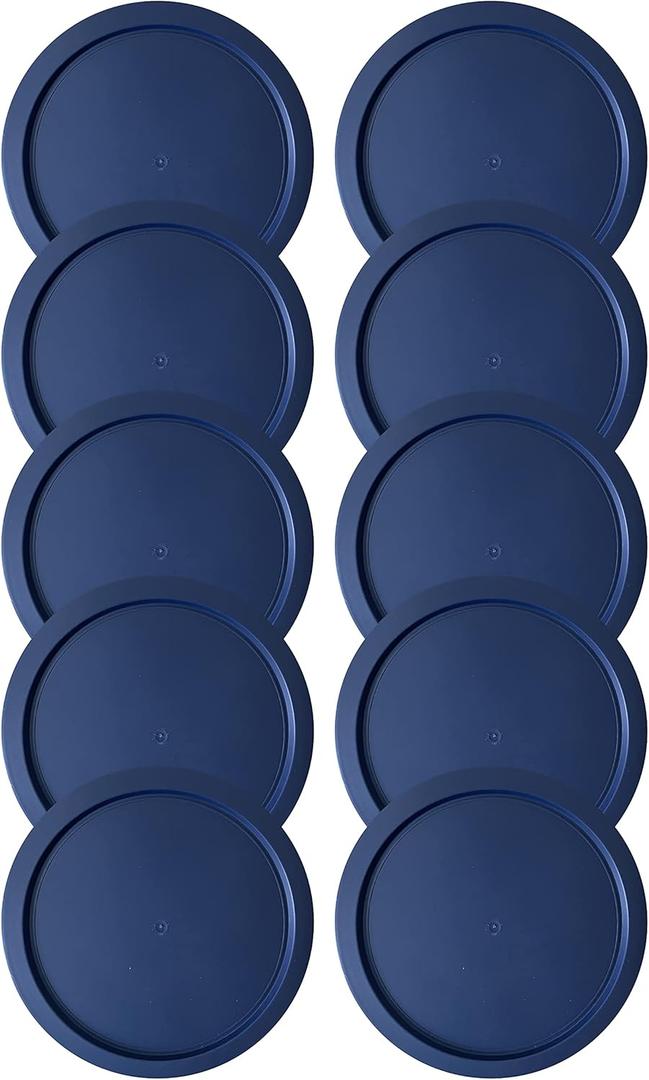 Replacement Lids fits Pyrex 1-Cup (4" Smallest Size) Glass Food Storage Container Bowls, 4-Inch Plastic Round Lids Covers for Pyrex 7202-PC, Airtight & Leakproof (10-Pack, Blue)