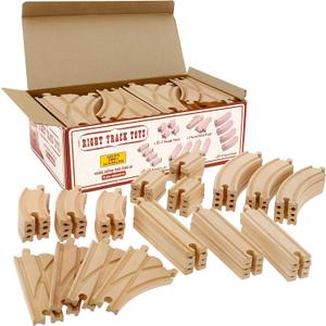 Wooden Train Track 52 Piece Set-18 Feet Of Track Expansion - 5 Distinct Pieces - 100% Compatible with All Major Brands Including Thomas Wooden Railway System: Screen Free Christmas Gift For Toddlers (Large)
