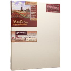 Masterpiece Z1MO-2048 Monet Pro 1.5" Deep Vintage L21C Belgian Linen 13.0 oz Oil Primed Linen Stretched Canvas 20" x 48" Cream