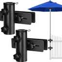 Lalafancy Umbrella Base for Deck Railing, Adjustable Deck Umbrella Mount Bracket Patio Umbrella Holder Outdoor Umbrella Stand Clamp Clip on Fences, Courtyard, Balcony, Porch