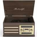 R Retrolife® Vinyl Record Player 10-in-1 Music Center Vintage Turntable,Brown Built-in Speakers,3 Speed,BT Wireless Input Output,CD Tape Cassette Player,AM FM Radio,RCA,Vinyl Recording to USB,Auto Stop 