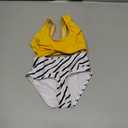 PATPAT Family Matching Swimsuits Cutout One Piece Spliced Monokinis Striped Lines Print Quick Dry Beach Wear Cute Bathing Suits for Toddler Girl 3-4 Years yellow w stripes, use photo as reference