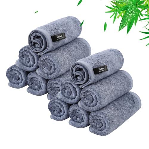 Wash Cloths 12 Pack, Reusable Makeup Remover Towel, Super Soft and Gentle Face Towel for Sensitive Skin, 10x10 inch Small Face Washcloths, Easy to Clean Lint Free Slate Blue Facial Cleansing Cloths