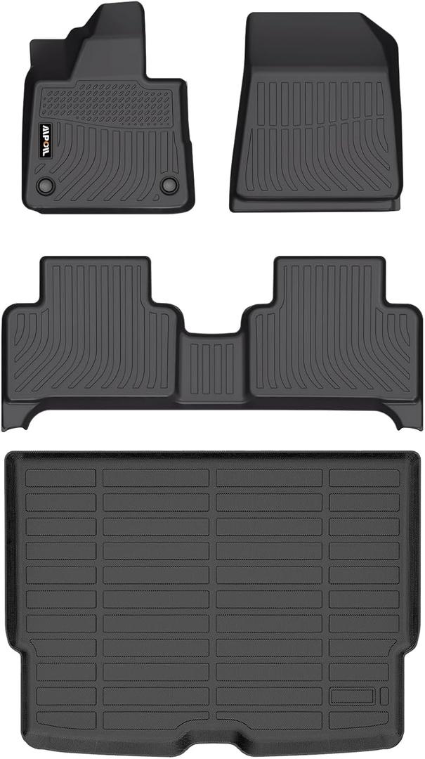 AIPOIL Floor Mats & Cargo Liner Set for 2025 Volvo EX30 All Weather Protection TPE Anti-Slip Automotive Full Set Custom Car Mats Accessories - Black