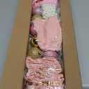 35.5 Inch Coquette Christmas Tree Table Decor Love DIY Mini Snowflake Xmas Tree Craft with Pink Bow Topper Balls Pearls for Girl Home Office Decoration