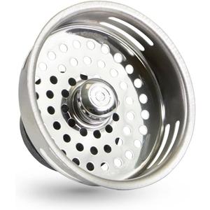 9843 Stainless Steel Kitchen Sink Strainer Basket-Replacement for Standard Drains (3-1/2 Inch) - Universal Style Rubber Stopper