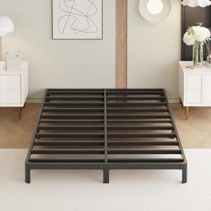 Yicensen 9 Inch Queen Bed Frame Rounded Corner Legs No Box Spring Needed, Heavy Duty Metal Queen Size Platform Bed Frame, Easy Assembly, Noise Free, Black