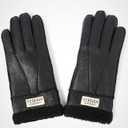 YISEVEN Women's Winter Sheepskin Shearling Leather Gloves Wool Cuffs (Black, L)