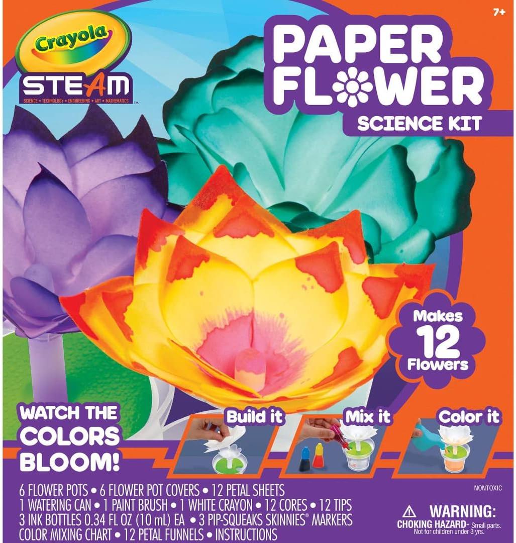 Crayola Paper Flower Science Kit, Color Changing Flowers, Gift for Kids Ages 7, 8, 9, 10 (small to medium)
