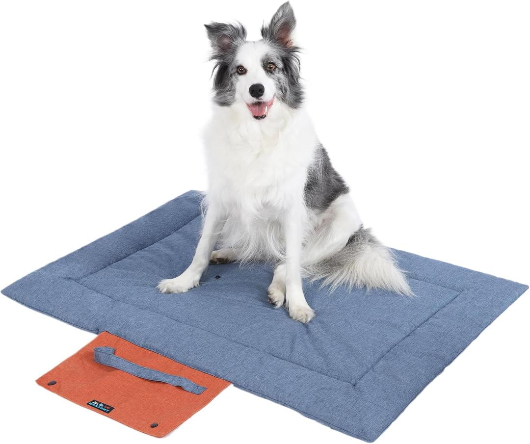Outdoor Foldable Dog Mat Durable Teflon-Coated Oxford Material Waterproof Thin Dog pad Travel-Friendly Machine Washable Design for Camping/Car (Blue, Large (51.2 * 36.6 * 2 in))