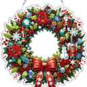 VODAPYC Christmas Wreath Diamond Art Hanging Kits for Adults | Xmas Acrylic DIY Special Shaped Diamonds Art Windows Pendant Ornament