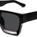 VANLINKER Thick Square Sunglasses for Men Women Retro Chunky Rectangle Shades UV400 Protection VL9731 (C3 - Black)