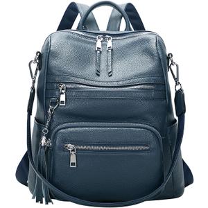 ALTOSY Genuine Leather Backpack Purse for Women Large Shoulder Bag With Laptop Compartment Multiple Pockets(S106 Indigo Blue)
