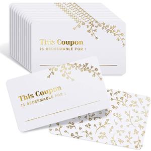 50 Blank Coupon Cards - for Him, Her, Husband, Wife, Mom, Dad, Mothers Day Gift Certificates Vouchers Loyalty Cards Employee Appreciation Gifts - Great for Spas, Restaurants, Hair Salons (3.5x2)