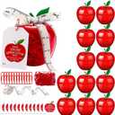 Briwooody 12 Sets Apple Gift Boxes for Teacher Appreciation Week, Red Plastic Candy Containers Bulk with Tags, Thank You Teacher Gifts for Staff Classroom Party Favors