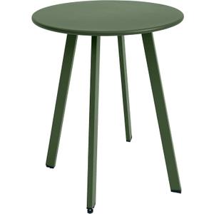 Outdoor Side Table, Weather Resistant Patio Small Side Table Outdoor Indoor Round Metal Steel Small Side Table, Waterproof End Table for Garden Balcony Yard, Dark Green (15.76"x19.7")