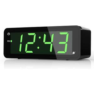 KWANWA Alarm Clock, Digital Clock, 1.8" LED Digit Display, Clearly Visible Day and Night, 12/24Hr, Clock for Bedroom, Alarm Clock for Heavy Sleepers Adults, Kids, Teens, Seniors