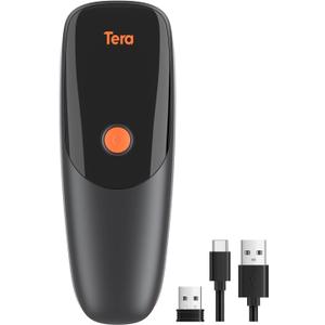 Tera Pro Extreme Performance 1D CCD Wireless Barcode Scanner Mini Portable 2500 Pixel Pocket Handheld Bar Code Reader Work with Bluetooth & 2.4G Wireless & USB Wired for iOS Android PC Tablet 1300C
