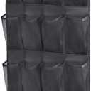 Over the Door Shoe Organizer 24 Extra Large Pockets Hanging Shoe Rack Holder for Closet Storage Hanging Shoe Organizer (Black)