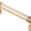 Alzassbg 10 Pack Gold Cabinet Pulls, 3-3/4 Inch(96mm) Hole Centers Knurled Kitchen Cabinet Handles for Cabinets and Drawers AL3017BB