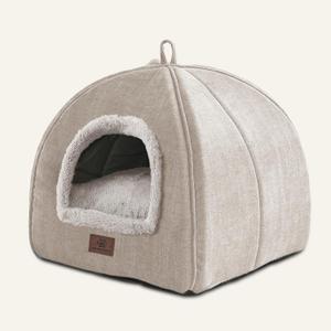 Cat Beds for Indoor Cats - Cat House Cats Tent with Removable Washable Cushioned Pillow, Soft and Self Kitten beds,Pet Bed(Large,Beige)