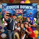 Mocsicka Touch Down Banner 2026 Super Football Birthday Party Decorations 2026 LX Touch Down Happy Birthday Banner for Kids boys Football Birthday Bakcdrop Party Supplies (Blue, 70.8 x 43.3 Inch)