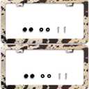 2 Pcs Brown Cow Print License Plate Frame Animal License Plate Frames Personalise Stainless Steel Funny Design Compatible with Standard License Plate Holder for USA Canada 6 X 12 Inch with Screws