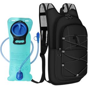 MIYCOO Hydration Backpack - Lightweight Water Backpack with 2L Water Bladder Bag, Running Hydration Vest Backpack for Men Women, Hydration Pack for Hiking, Cycling, Climbing (10L, Black)