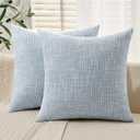 MIULEE Burlap Linen Throw Pillow Covers 18x18 Inch Set of 2 Light Blue Farmhouse Decorative Pillows Modern Pillowcases Soft Accent Cushion Covers for Outdoor Couch Sofa Bedroom Livingroom Home Decor