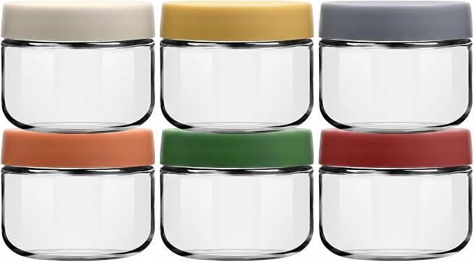 8 oz Small Glass Containers with Lids, Food Storage Jars, 6pk | Perfect for Chia Pudding Jam Snacks Yogurt Overnight Oats Candy ,Dishwasher safe,Airtight