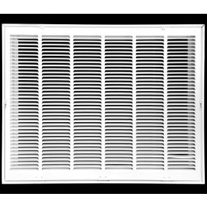 HVAC Premium 30" X 18" Steel Return Air Filter Grille for 1" Filter - Fixed Hinged - HVAC DUCT COVER - Flat Stamped Face - White [Outer Dimensions: 32 5/8"w X 20 5/8"h]