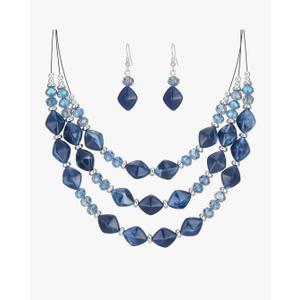 3 Layered Chunky Statement Necklace for Women Beaded Strand Necklaces with Earring Fashion Costumes Collar Necklace Jewelry Sets Gifts for Women