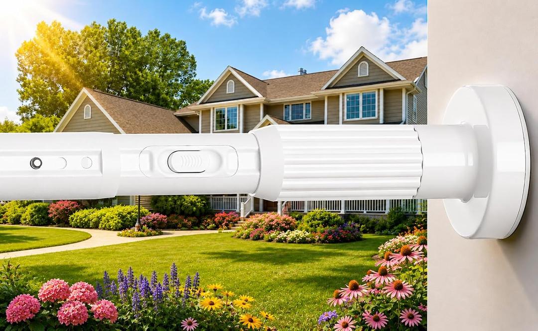 Extra Long No-Drill Tension Curtain Rod 40-166 Inches (4-14Ft), Heavy Duty Adjustable Rod for Outdoor Patio Curtains, Large Windows, Room Divider & Bathroom, White
