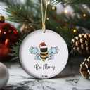 Be Merry Christmas Ornament 2025 Bee Lover Holiday Keepsake Gift Ceramic Bee Themed Decor Honeybee Enthusiast Present (V21)