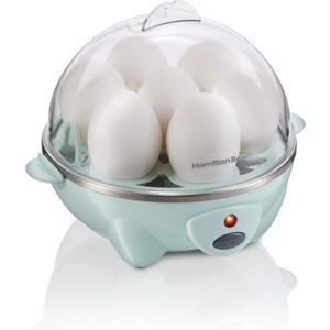 Hamilton Beach 3-in-1 Electric Egg Cooker for Hard Boiled Eggs, Poacher Eggs, Omelet Maker & Vegetable Steamer, Holds 7, Mint (25504)